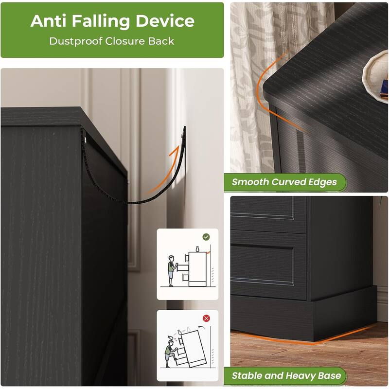 Bedroom Dresser Charging Station Storage Drawers Chest of Drawers