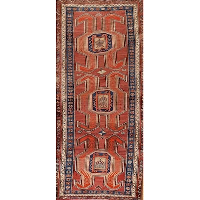 Vegetable Dye Orange Ardebil Persian Runner Rug Handmade Wool Carpet - 4'2"x 10'8"