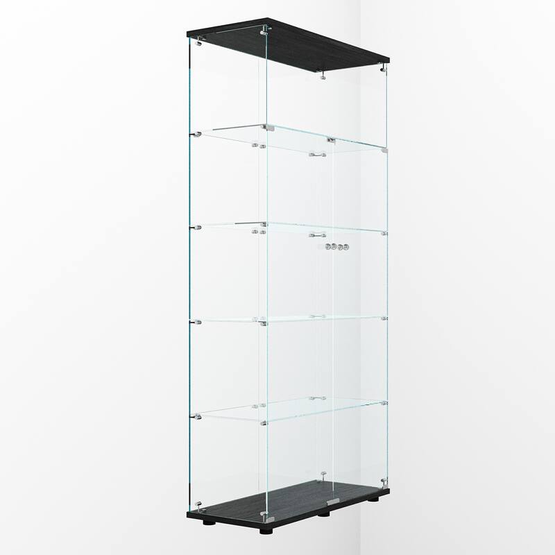 Tempered glass display cabinet with paipai lights,with locks, with adjustable feet,suitable for uneven,living room