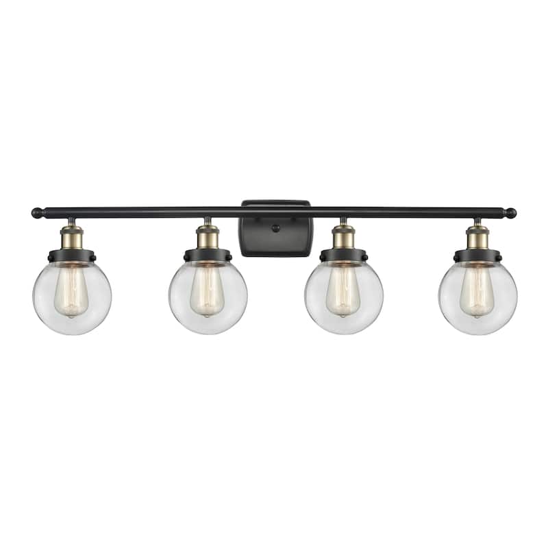Innovations Lighting 916-4W-11-36 Beacon Vanity Beacon 4 Light 36" - Black Antique Brass / Clear