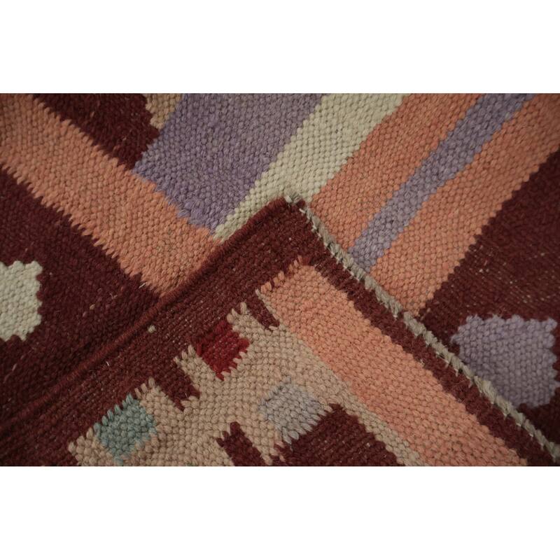 Hand Woven Oriental 100% Wool Carpet Southwestern Tribal Multi-Colored Kilim Runner Rug - 9' 10'' X 3' 4''