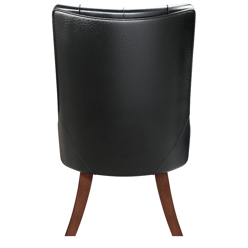 Dining Chair in Leather/Velvet Diamond-Tufted with Rubberwood Legs Set of 2