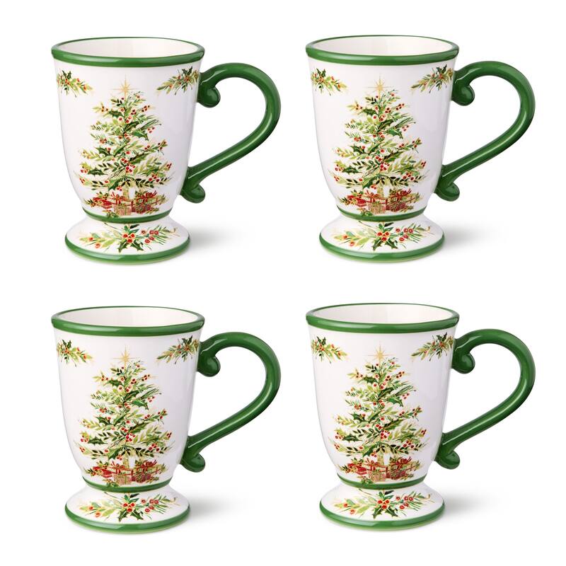 Certified International Holly Tree Set of 4 Ceramic Mugs 16 oz.