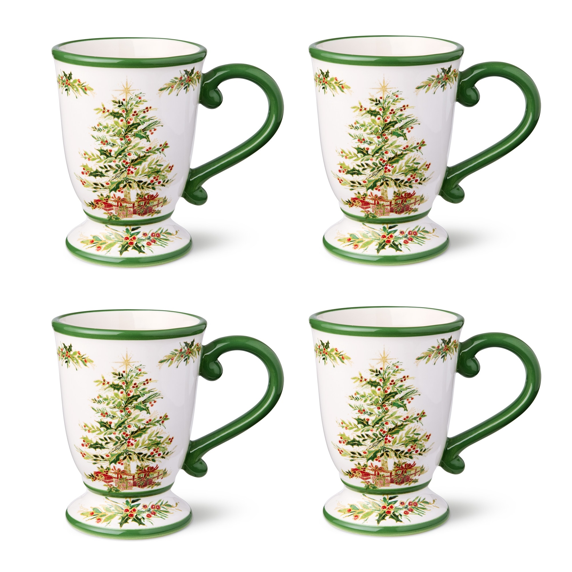 Certified International Holly Tree Set of 4 Ceramic Mugs 16 oz.