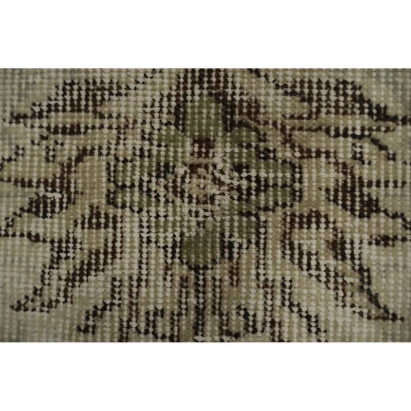Hand Knotted Oriental 100% Wool Carpet Transitional Floral Green Anatolian Area Rug - 9' 1'' X 5' 8''