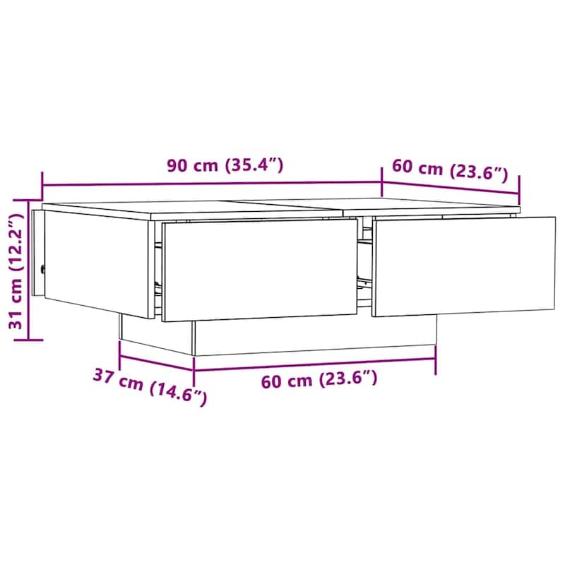 vidaXL Coffee Table Accent Side End Sofa Table for Living Room Engineered Wood - 35.4" x 23.6" x 12.2"