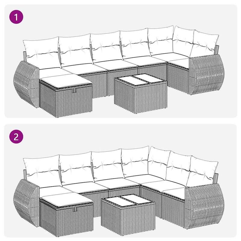 vidaXL Garden Sofa Set Beige/Black/Brown/Grey