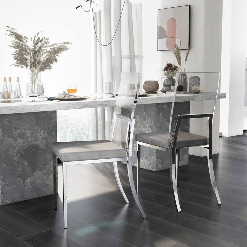 Copper Grove Brusartsi Modern Clear Acrylic Dining Chairs (Set of 2)