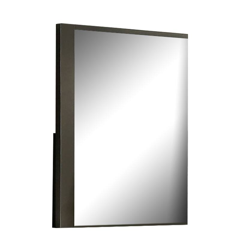 Kena Vanity Dresser Mirror, 2 Tone Metallic Gray Asymmetrical Frame - Metallic Gray