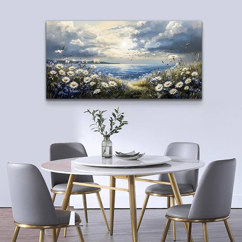 Blue Mediterranean Garden Landscape Painting