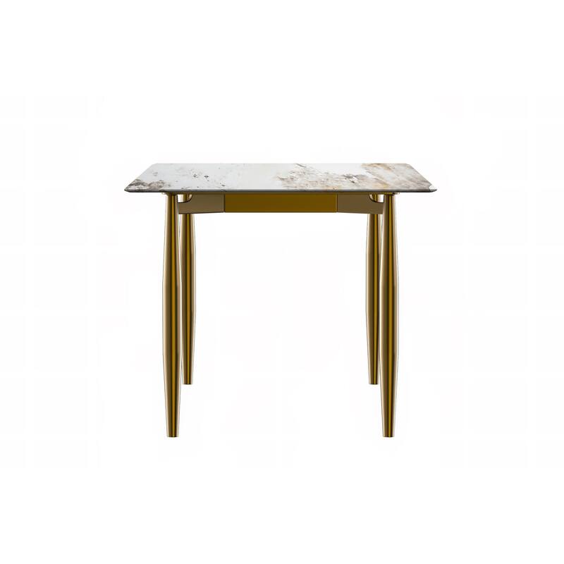 Zinti Rectangular Dining Table with Sintered Stone/Glass Top and Steel Legs