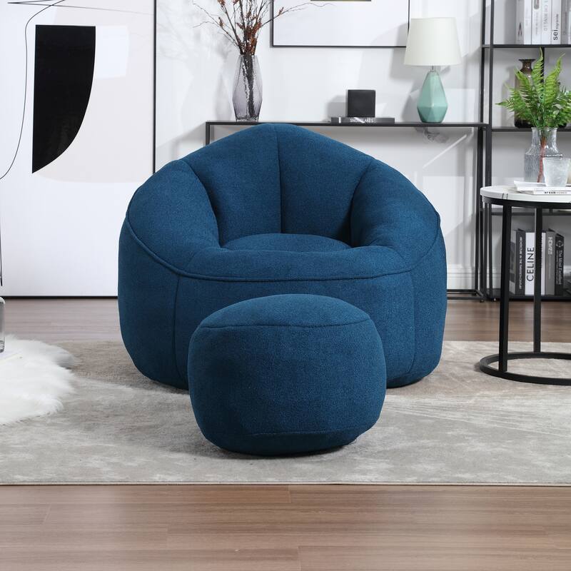 High Pressure Foam Bean Bag Sofa Chair with Footrest