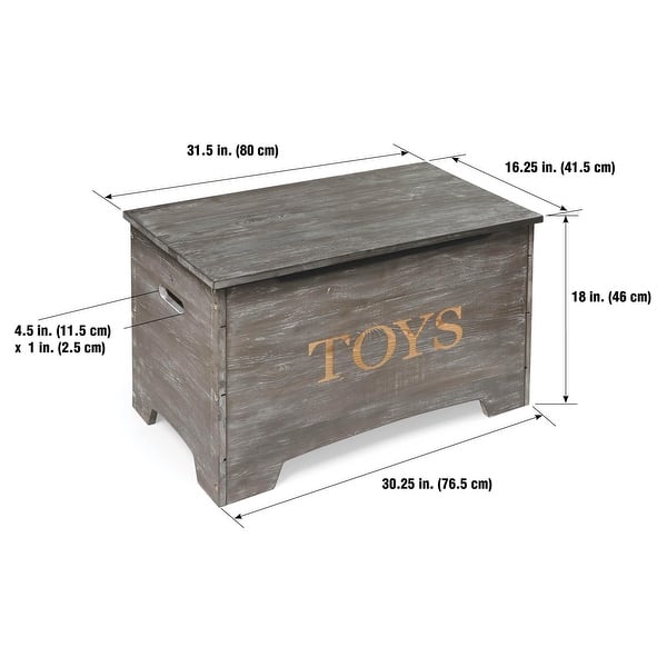 dimension image slide 1 of 5, Solid Wood Rustic Toy Box