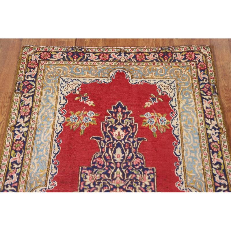 Geometric Kerman Persian Vintage Area Rug Handmade Wool Carpet - 2'10"x 4'7"