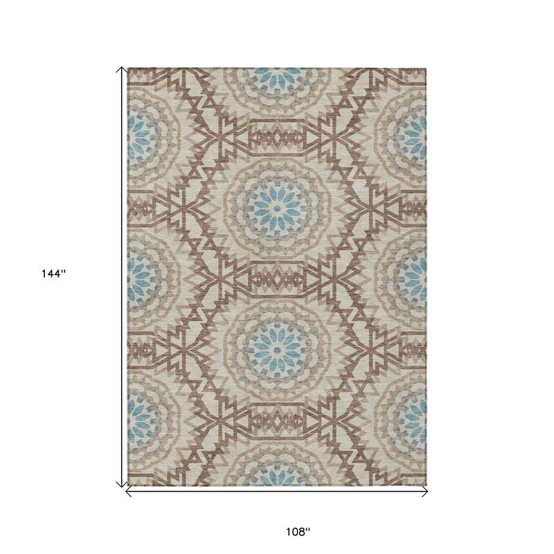 HomeRoots Floral Medallion Transitional Rectangle Outdoor Rug