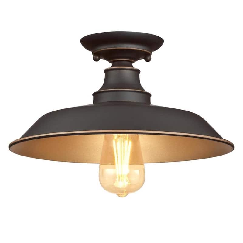 Roseto Red Deer Single Light 12" Wide Semi-Flush Ceiling Fixture - Oil Rubbed Bronze / Highlights