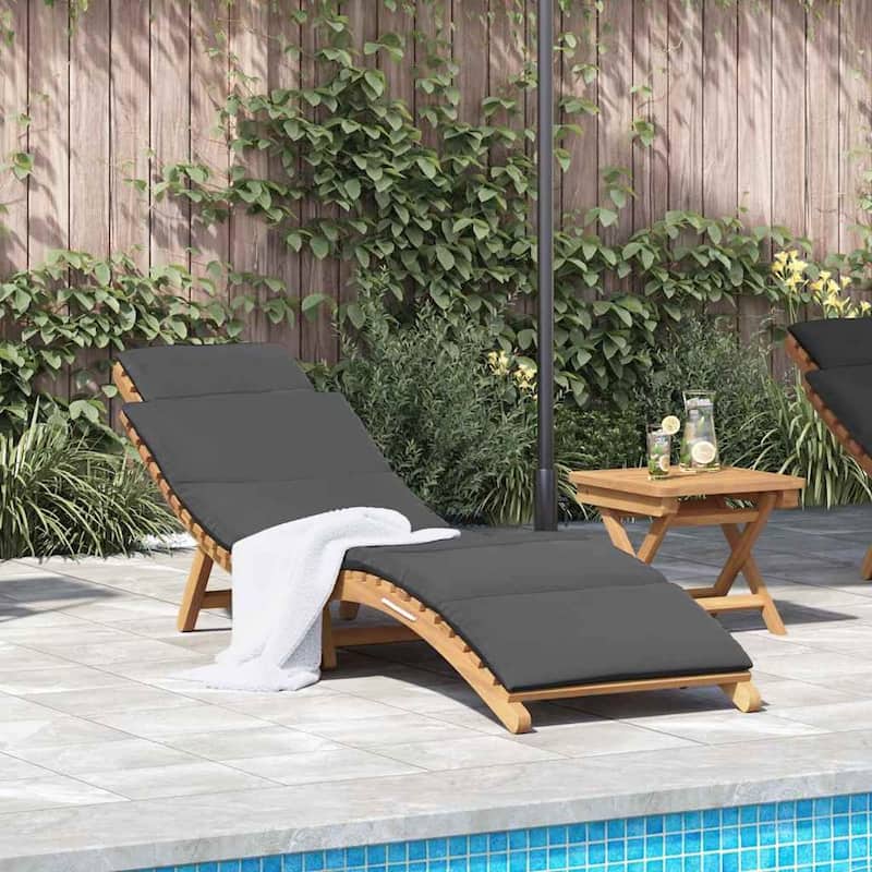 vidaXL Sun Lounger Cream white 188 x 55 x 59 cm Solid teak wood - 74.0 x 21.7 x 23.2 - Grey (2)