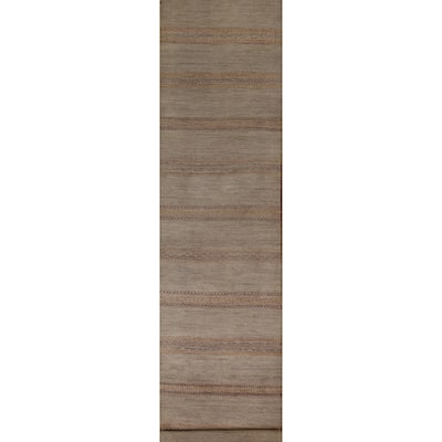 Modern Gabbeh Runner Rug Handmade Wool Carpet - 2'7"x 13'3"