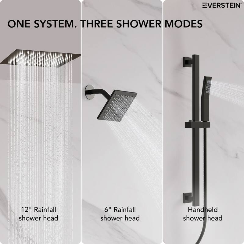 Celling Mounted 12 in. Rainfall LED Shower System with 6 in. Shower Head Handheld Shower Faucet Set