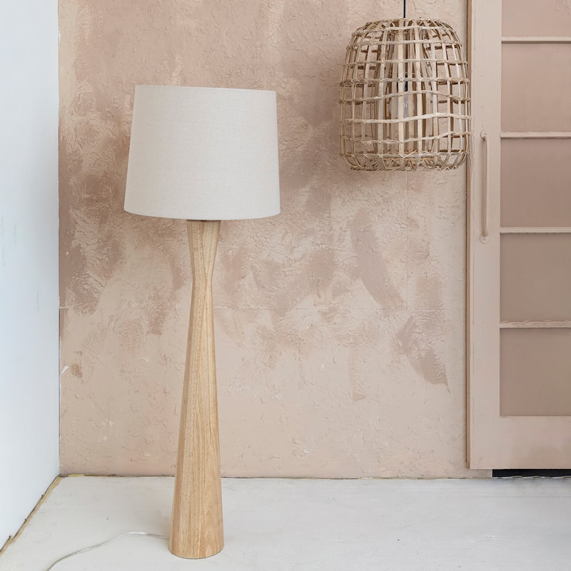 Woven Rattan and Bamboo Pendant Lamp - 16.0"L x 16.0"W x 18.0"H
