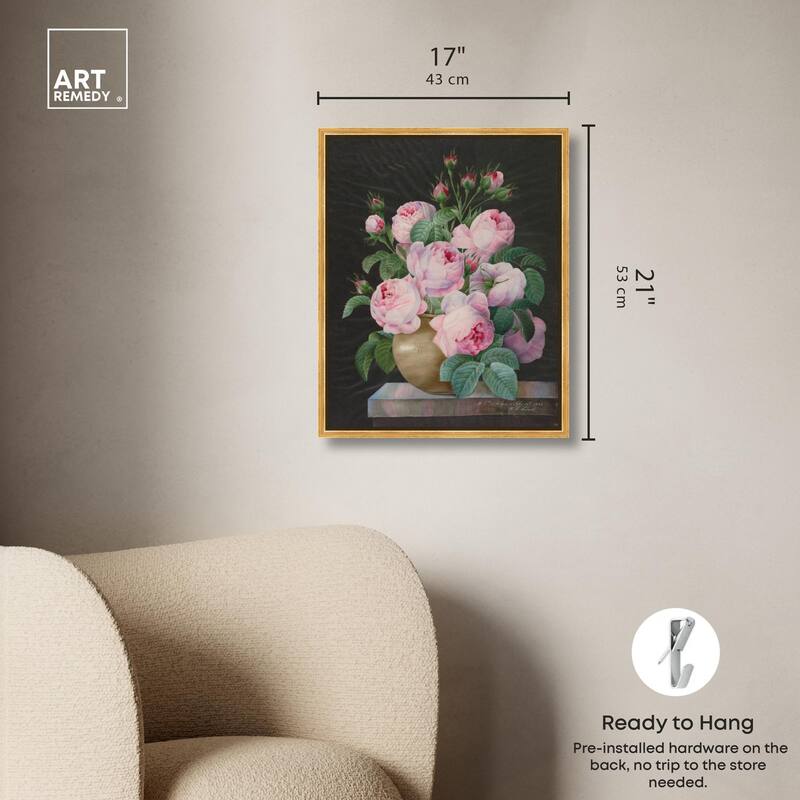 Pink Roses in a Vase Canvas by Art Remedy