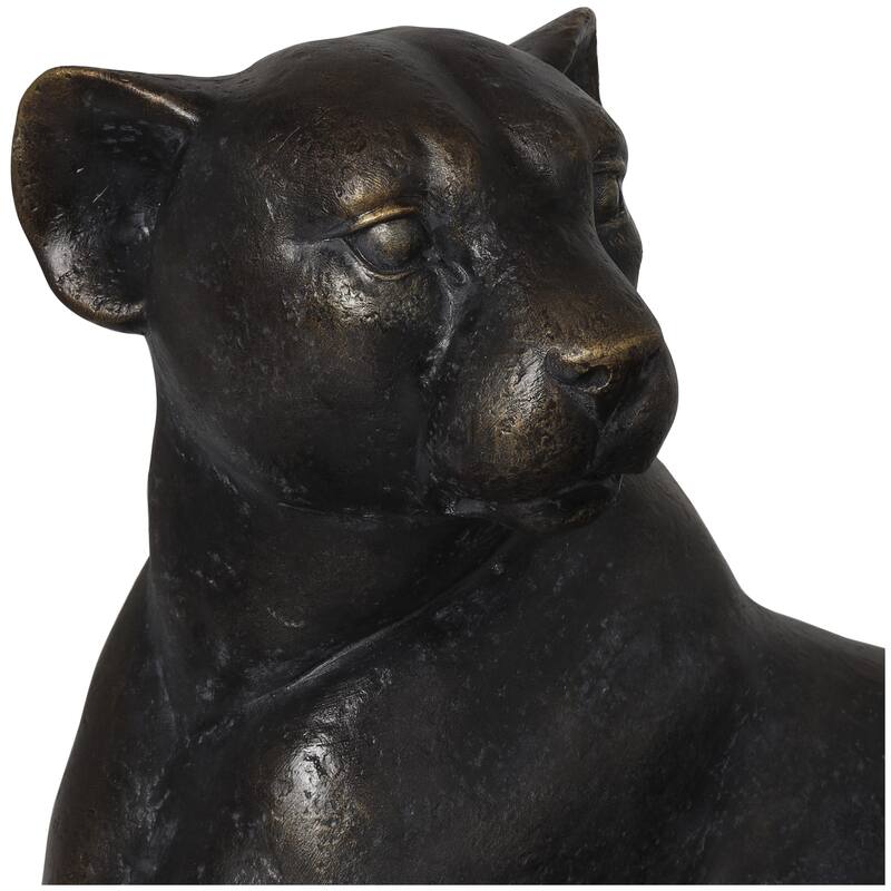 Polystone Leopard Laying Decorative Sculpture - Black - Roche River Decor