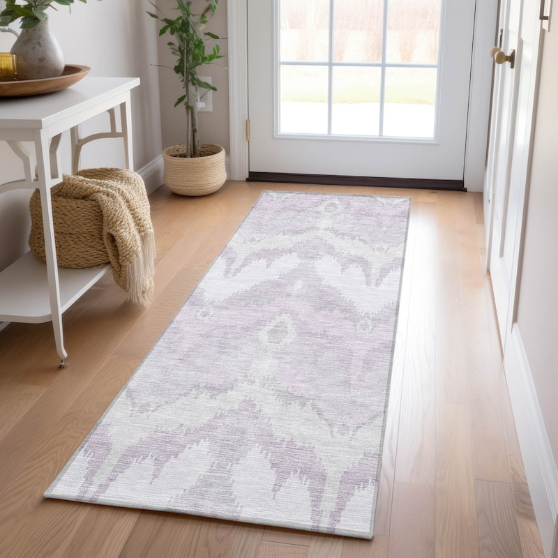 Machine Washable Indoor/ Outdoor Chantille Boho Ikat Rug