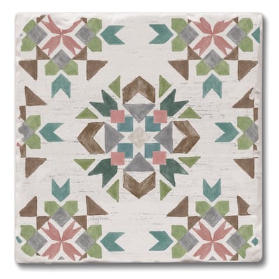 Absorbent Stone Beverage Coasters - Set of 4 - - Cotton Bouquet - Multi-61