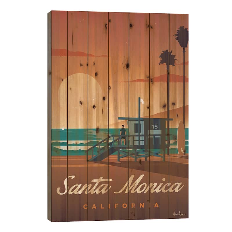 Santa Monica Print On Wood by IdeaStorm Studios - Multi-Color - 26x18x1.5