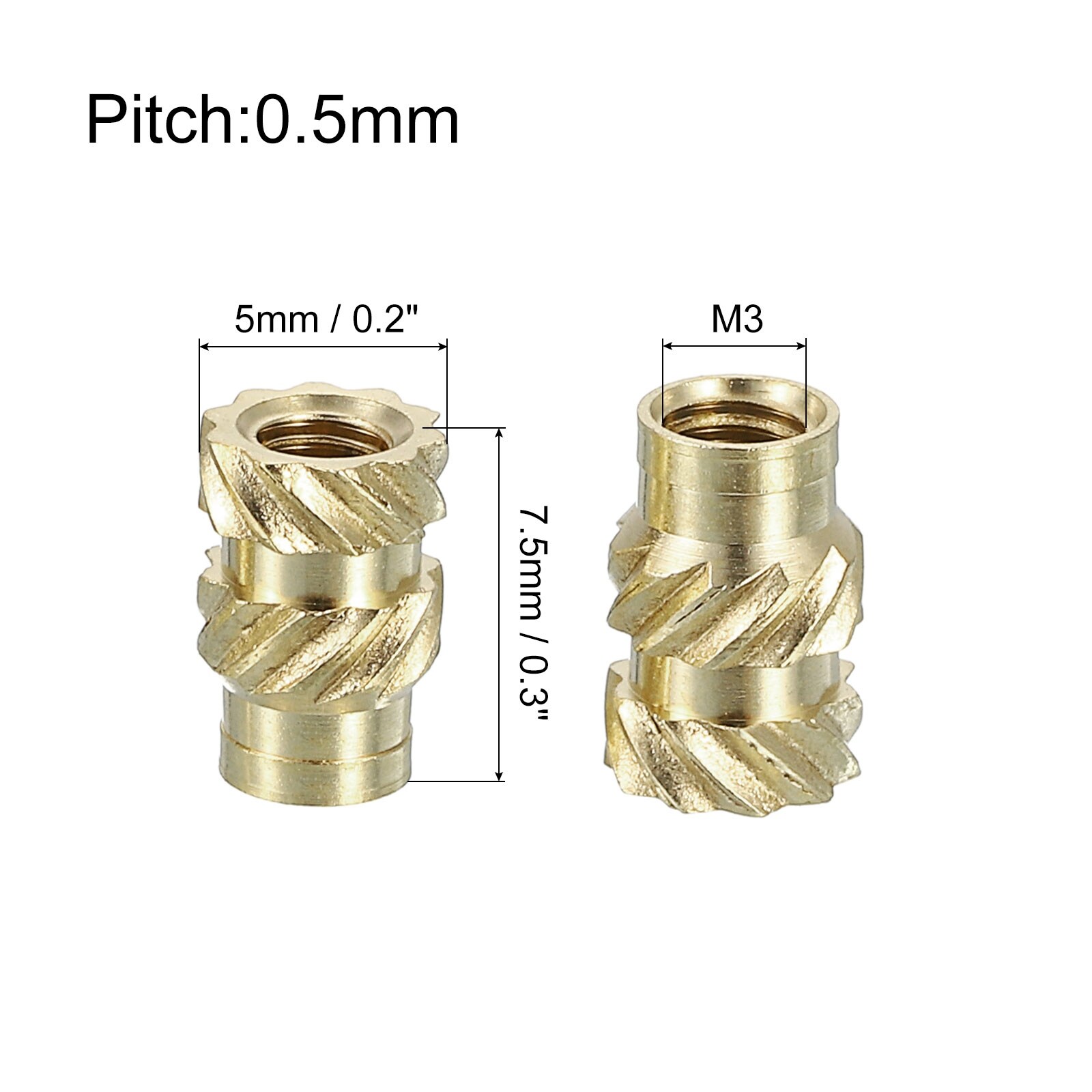Knurled Insert Nuts, 3D Printing Brass Nuts Threaded Inserts Brass Heat Set Insert Embedment Nuts