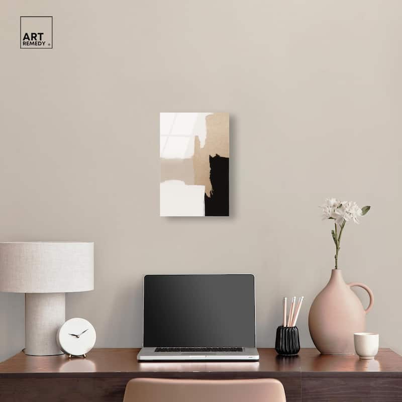Beige and Black III Acrylic by Art Remedy, Ready to Hang