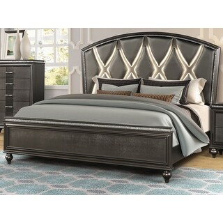 Ginger Queen Size LED Bed made with Wood in Copper
