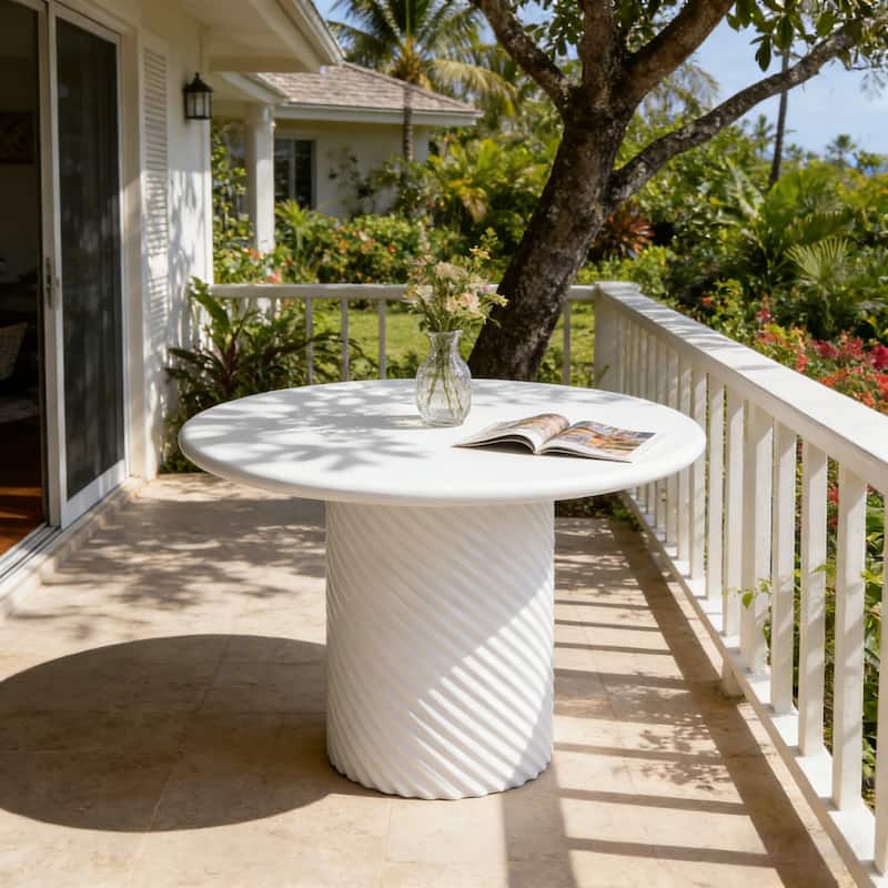 Christopher Knight Home - Aurelia Modern Outdoor Ribbed Base Dining Table - White All-Weather MGO Patio Table