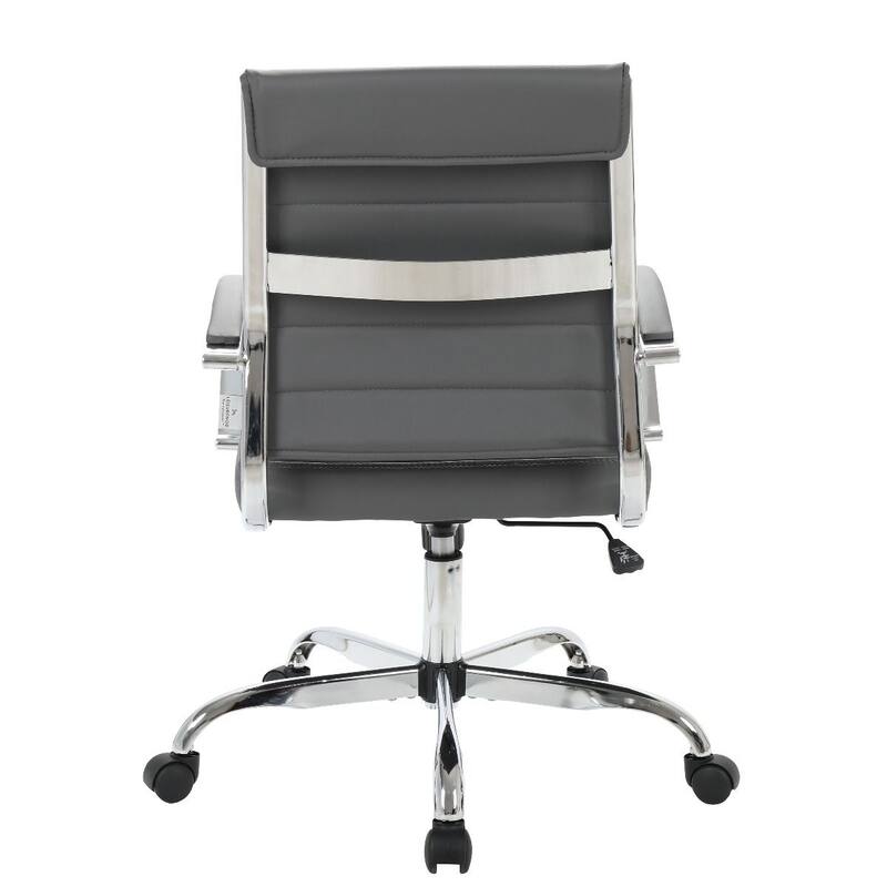 LeisureMod Benmar Mid-Back Swivel Leather Office Chair W/ Chrome Base