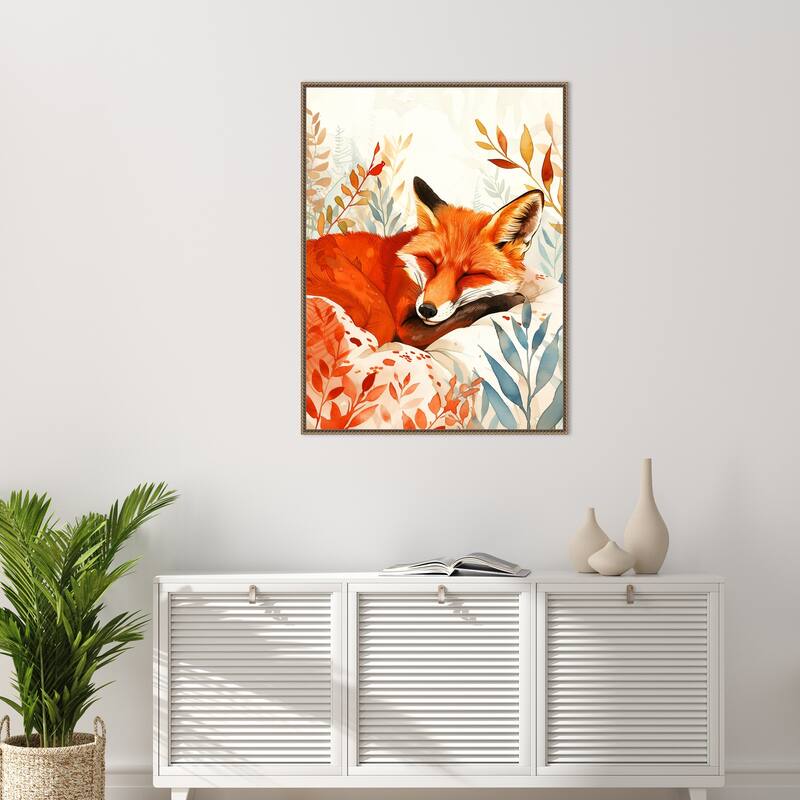 Napping Fox by Justyna Jaszke Framed Canvas Wall Art