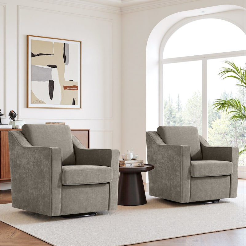2 Set Modern Swivel Accent Arm Chair for Living Room - Sand-Chenille