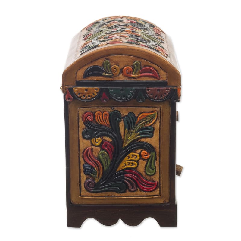 Novica Handmade Elegant Hummingbirds Cedar And Leather Jewelry Box