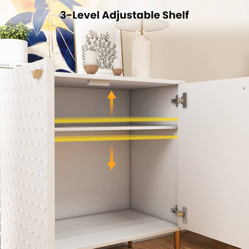 Hexagonal Pattern 2-door Storage Cabinet Buffet Cabinet Sideboard