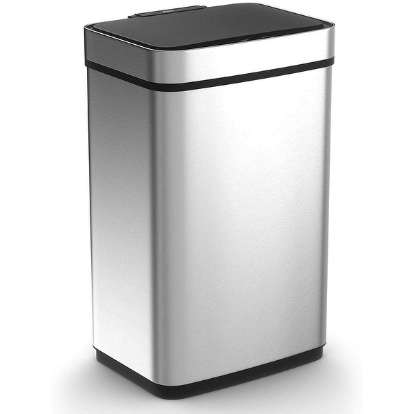 Wonderful costco trash can touchless Top Product Reviews For 50l Black Stainless Steel Motion Sensor Trash Can 27585453 Overstock