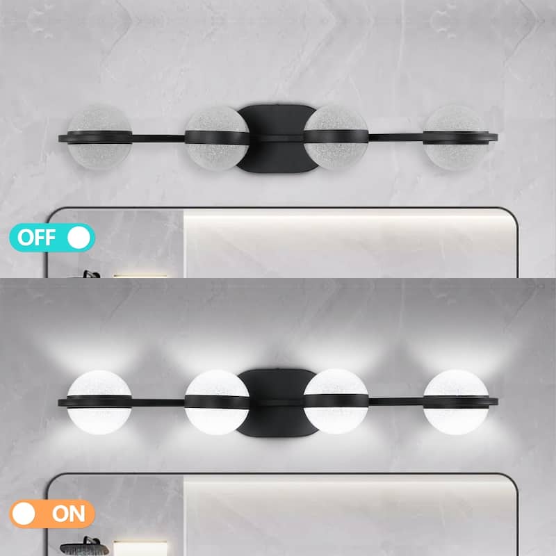 Minimalist Bathroom Vanity Light, LED 4 Bulb Frosted Glass Shades