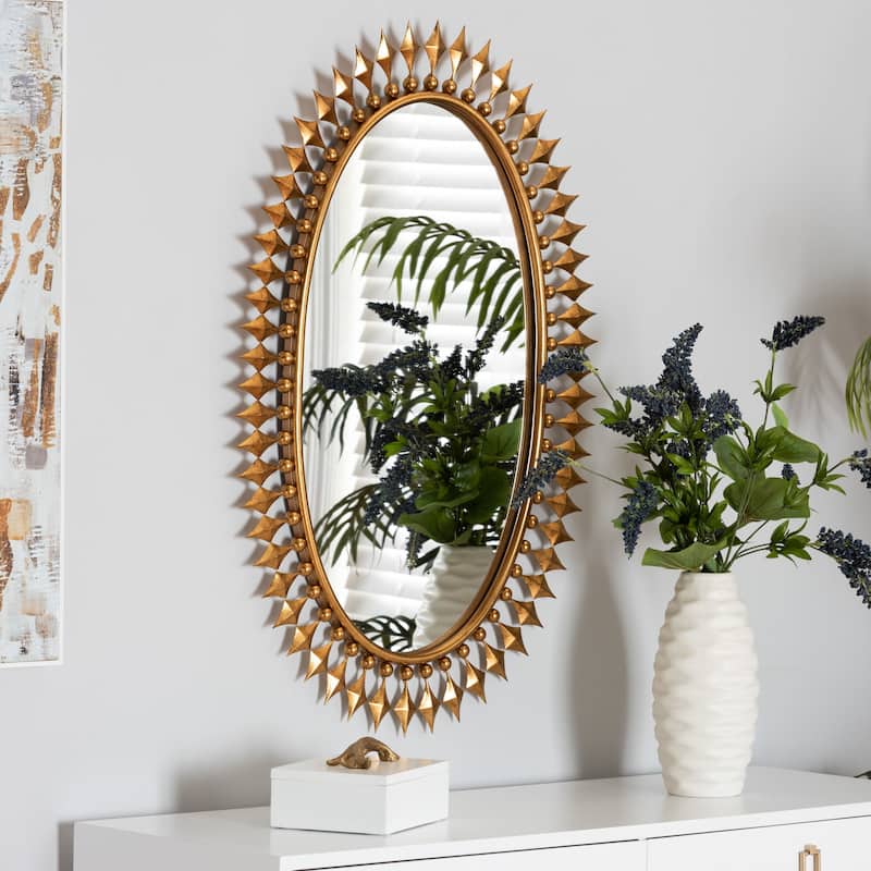 Rogier Modern Glam and Luxe Antique Goldleaf Metal Accent Wall Mirror - Antique goldleaf