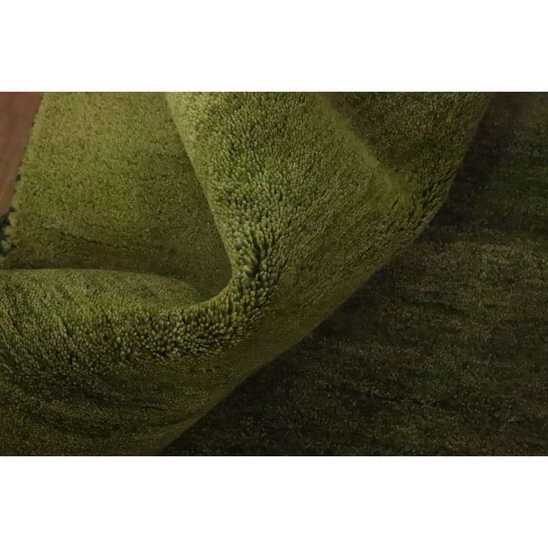 Hand Knotted Oriental 100% Wool Carpet Modern Stripe Green Gabbeh Area Rug - 6' 6'' X 4' 11''