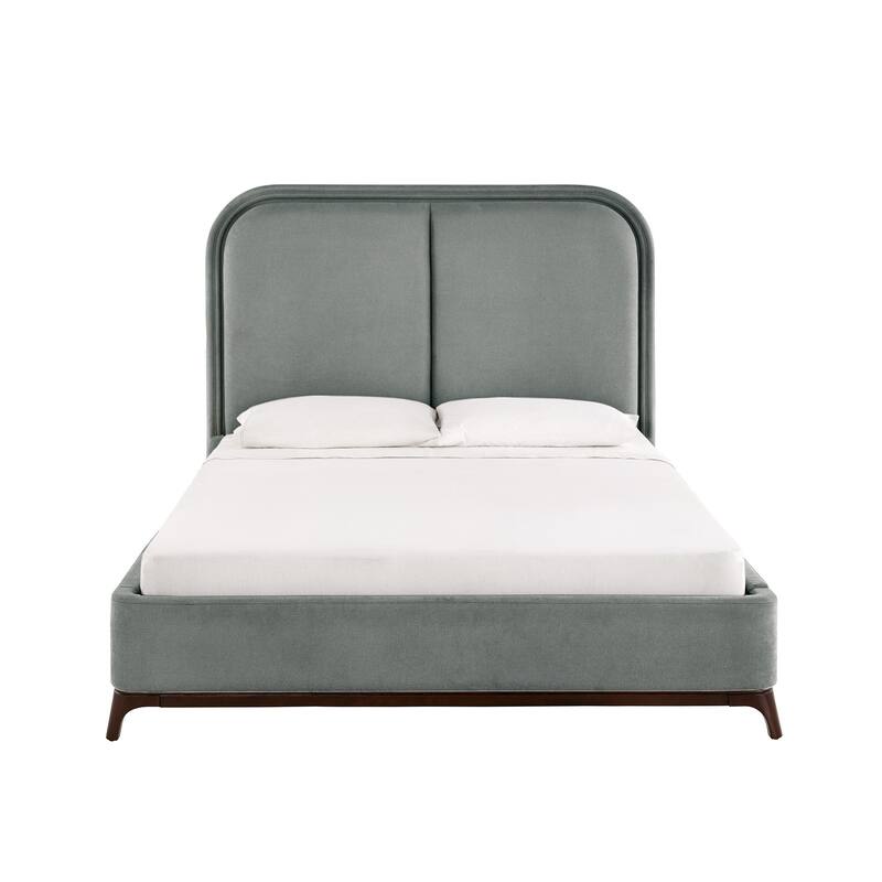 Tremont Curved LED Upholstered Platform Bed with Under-Bed Lighting by iNSPIRE Q Modern