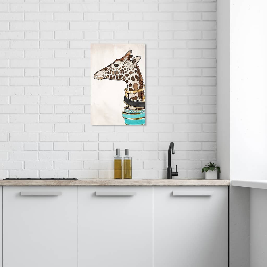 Wynwood Studio Canvas Fashion and Glam Fancy Giraffe Teal Brown and Tiffany Blue Glam Wall Art Canvas Print