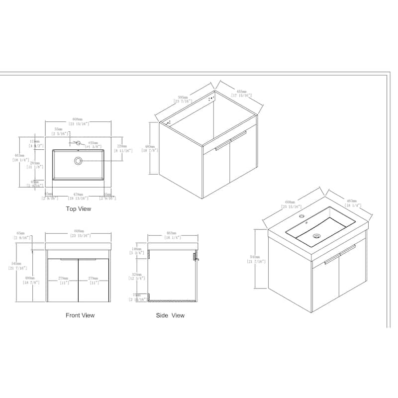 Beingnext 24"/30"/36" Bathroom Vanity with Sink, Floating Bathroom Vanity with 2 Soft Close Doors