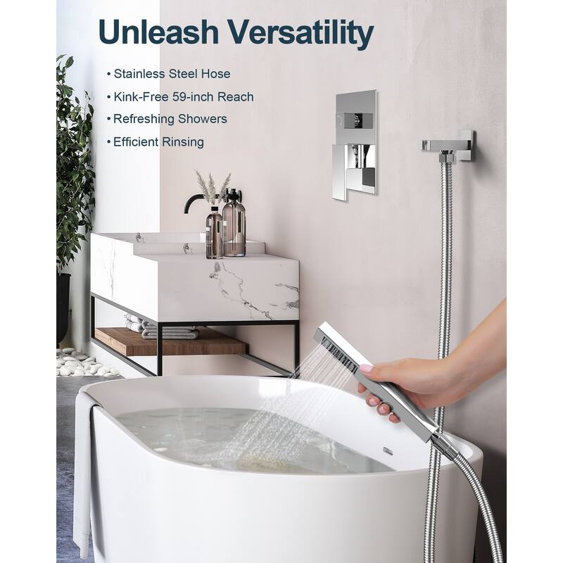 GRANDJOY Shower System 10" High Pressure Rainfall Shower Head with Handheld Spray Combo