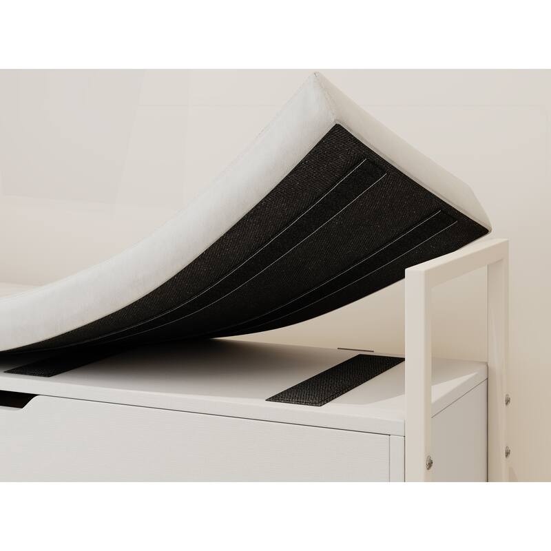 39"Shoe Storage Bench with Cushion - Ancient White
