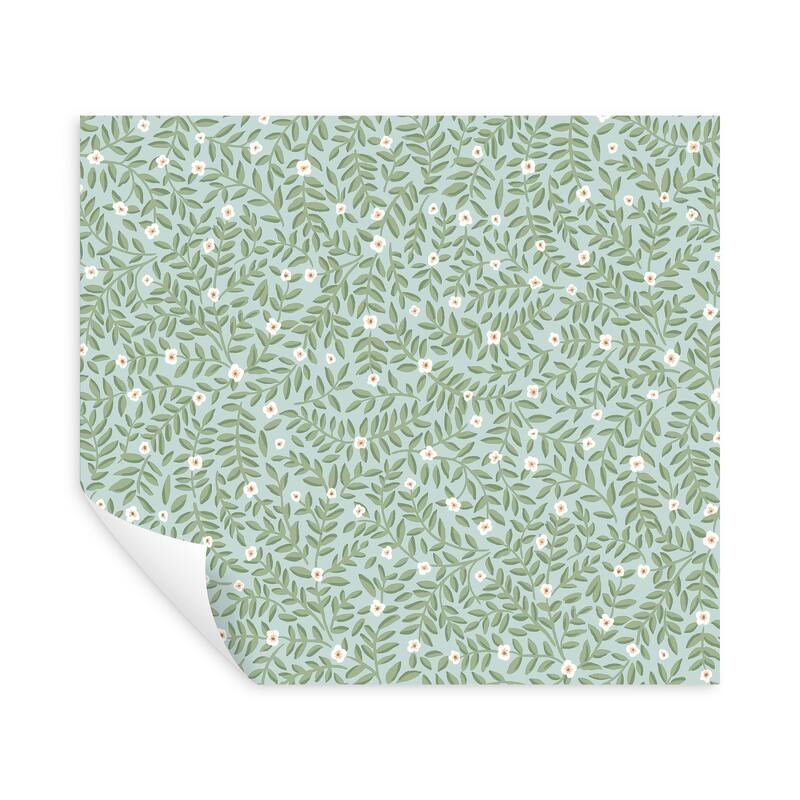 Rifle Paper Co. Elodie Light Blue Petite Floral Premium Peel + Stick Wallpaper