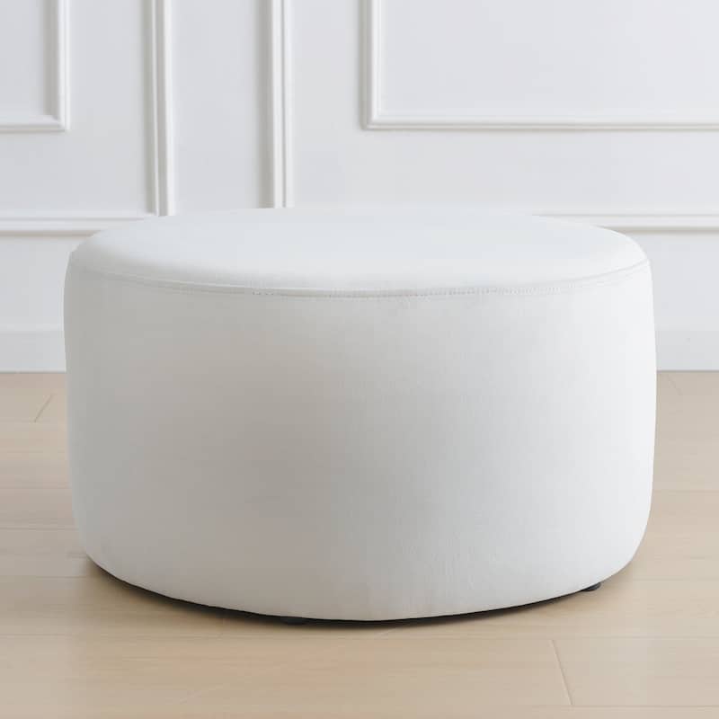 KINWELL Round Upholstered Pouf Ottoman Footrest