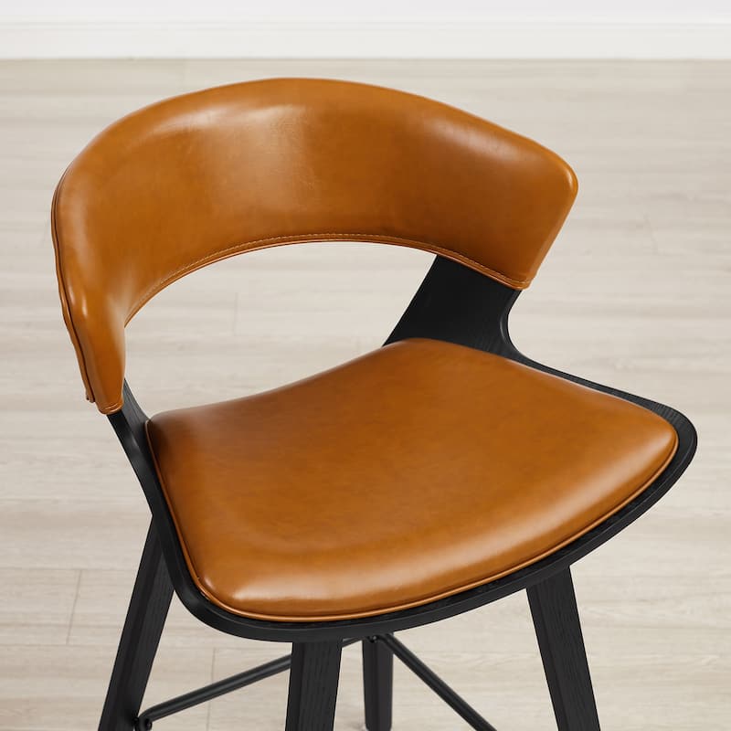 Art Leon Set of 2 Mid-Century Modern Upholstered Counter or Bar Stool